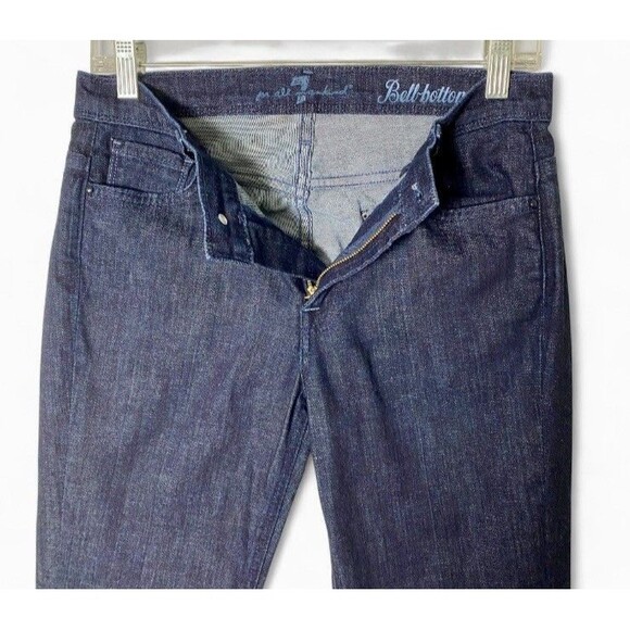 7 For All Mankind Bell Bottom Jeans 28 Dark Wash Flare Hemmed To 30” Inseam - Picture 4 of 9